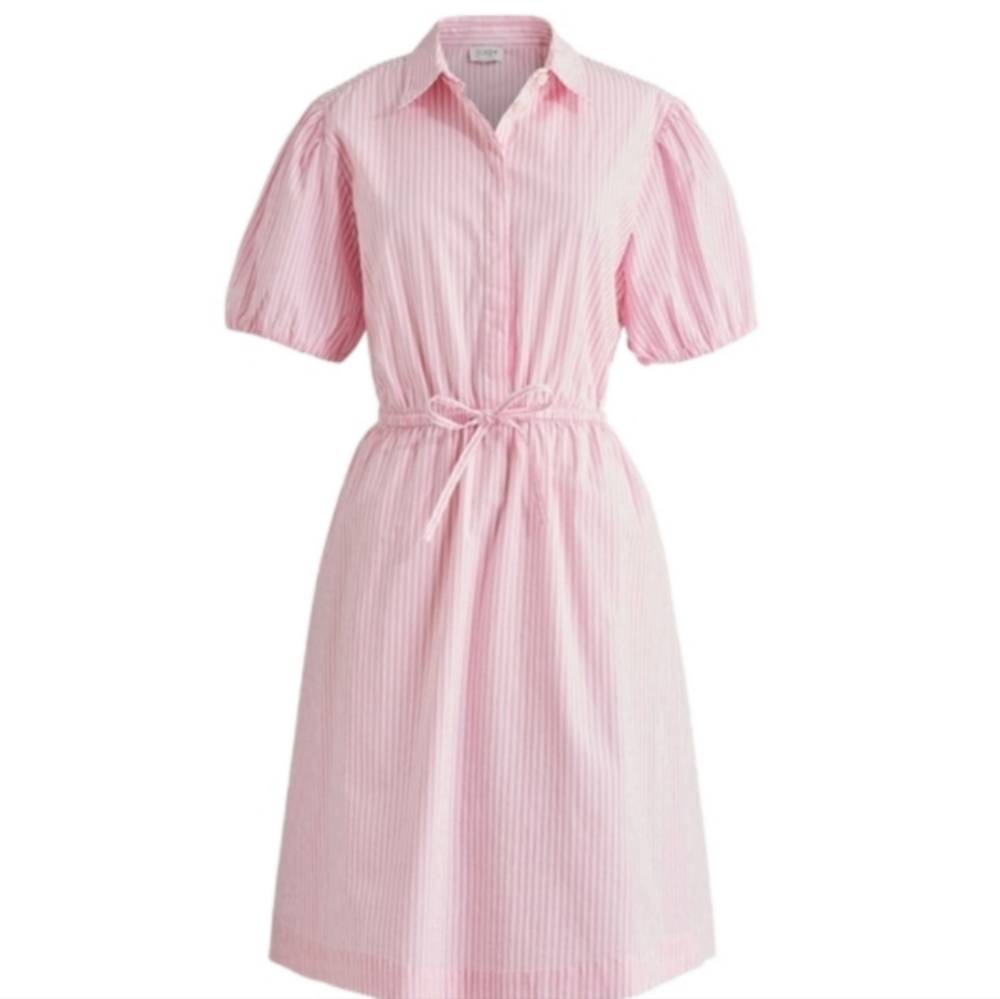 J. Crew Pink Striped Midi Dress